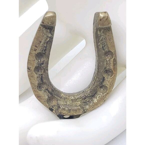 Vintage WW2 Era British Soldiers Good Luck Lucky Horse Shoe Pendant Cast Iron
